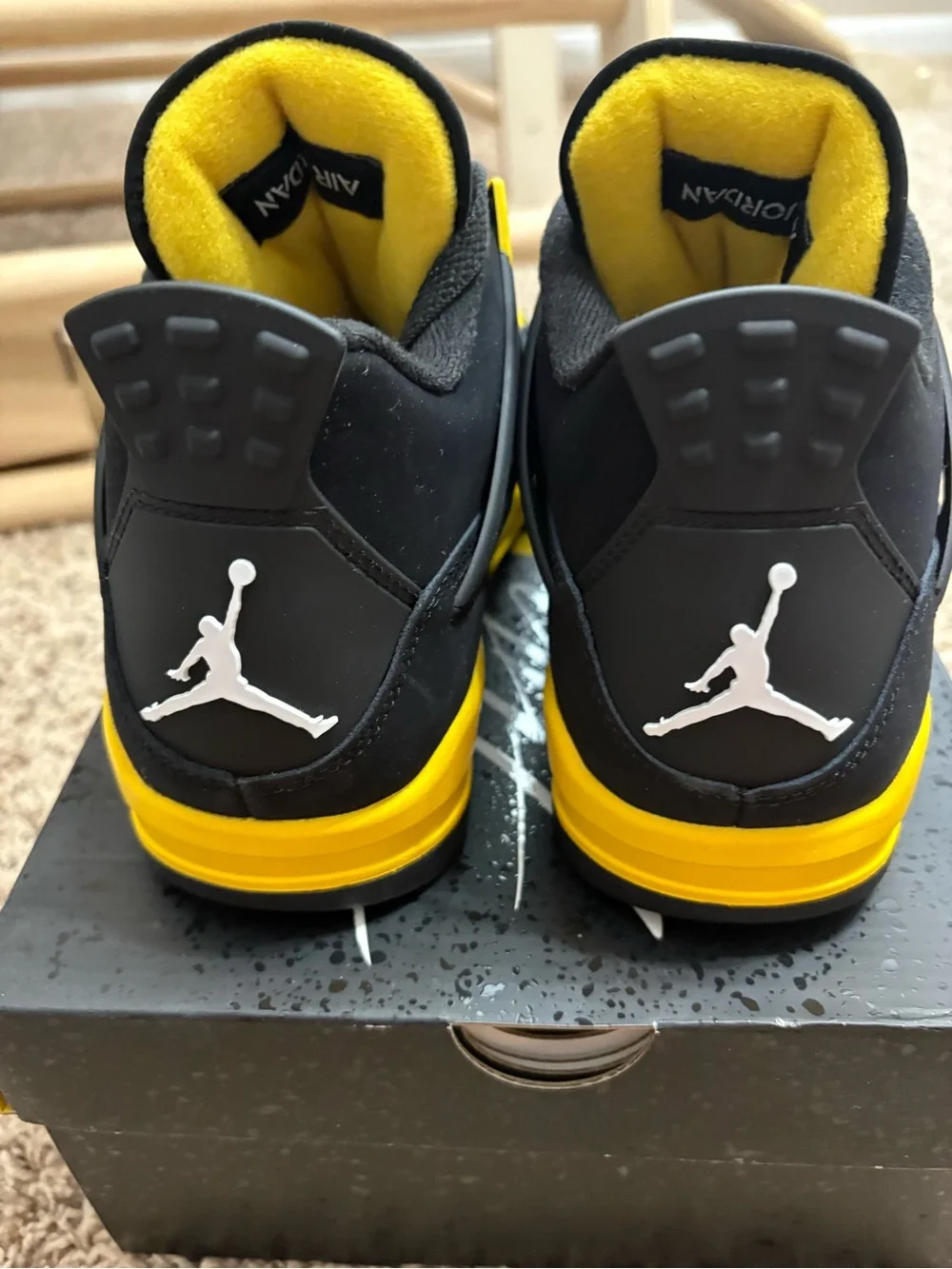Nike Air Jordan 4 Retro - Black/Yellow Men’s Sneakers- Lightening 4s